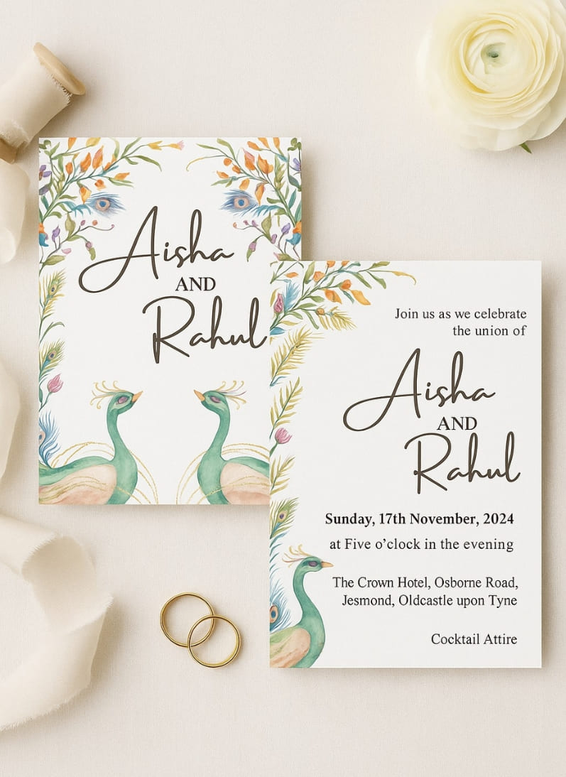Peacock Theme Cards-123WeddingCards
