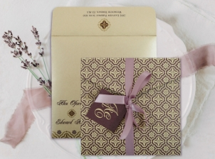 Green Shimmery Floral Theme Wedding Invitations